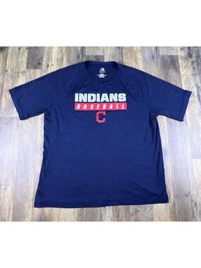 Cleveland Indians (Guardians) Men’s XL Navy Atheltic T-Shirt Polyester MLB